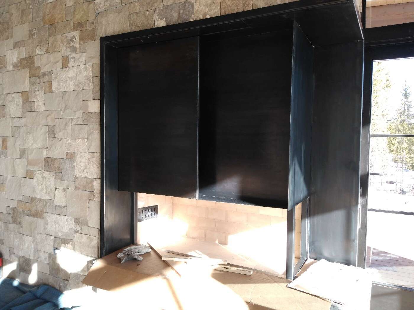 Custom steel fireplace surround